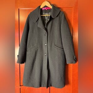 Paris Hilton Textured Black Long Pea Coat Size 2X